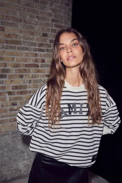Haute L'Amitié Stripe Logo Sweat HL10441 Offwhite Black