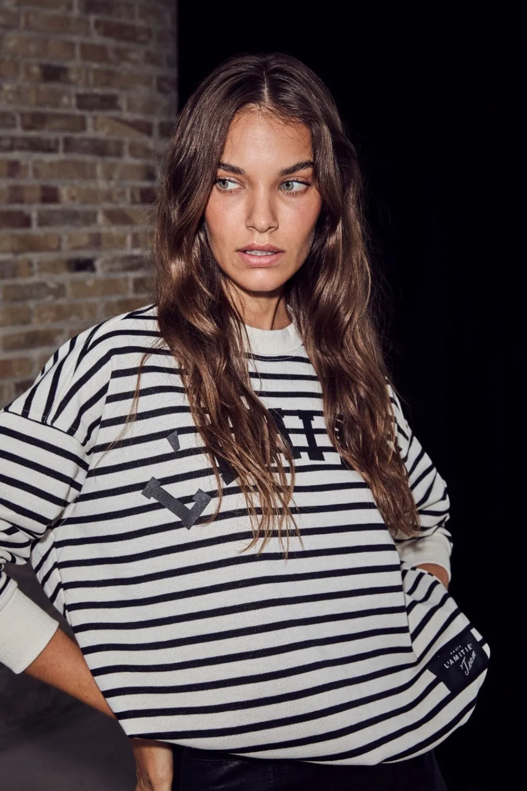Haute L'Amitié Stripe Logo Sweat HL10441 Offwhite Black