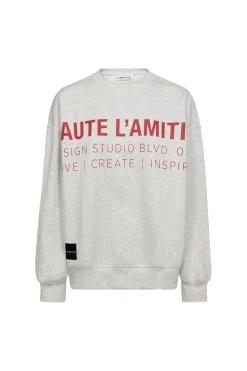 New Haute L'Amitié Studio Logo Sweat HL10446 Pearl Melange /Red