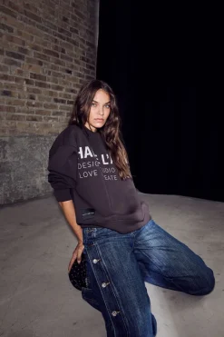 Clearance Haute L'Amitié Studio Logo Sweat HL10446 Antracit