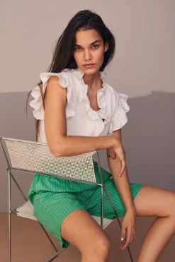 Co´Couture Suedacc Frill Top 35213 4000 White