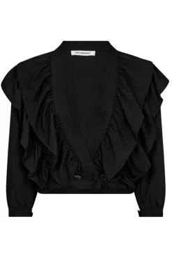 Online Co´Couture Suedacc Frilly Blouse 35630 96 Black