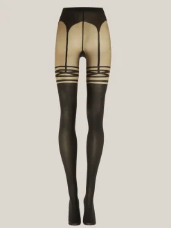 Outlet Wolford Suspender Tights17653 9952 Umber/black