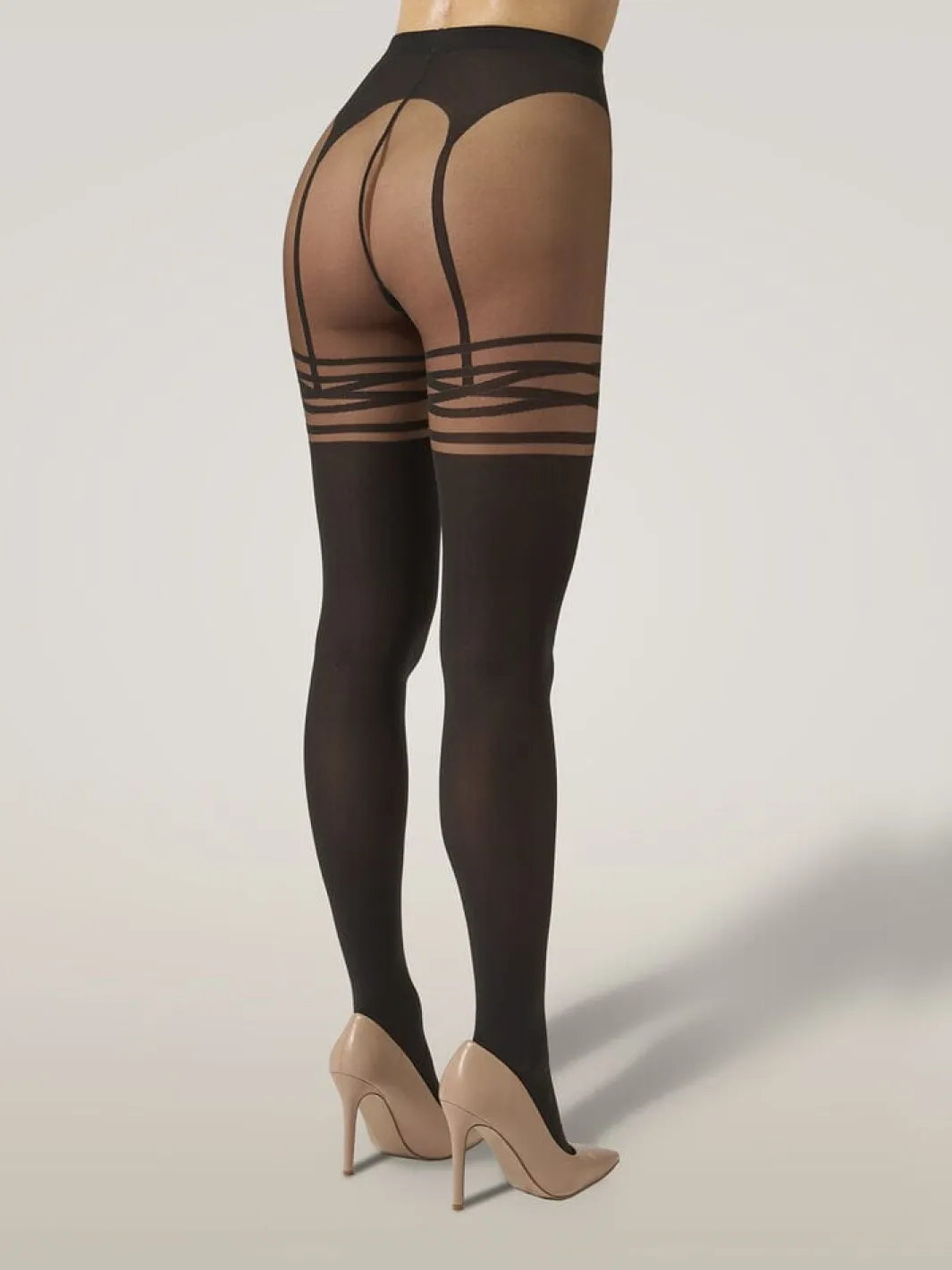 Outlet Wolford Suspender Tights17653 9952 Umber/black