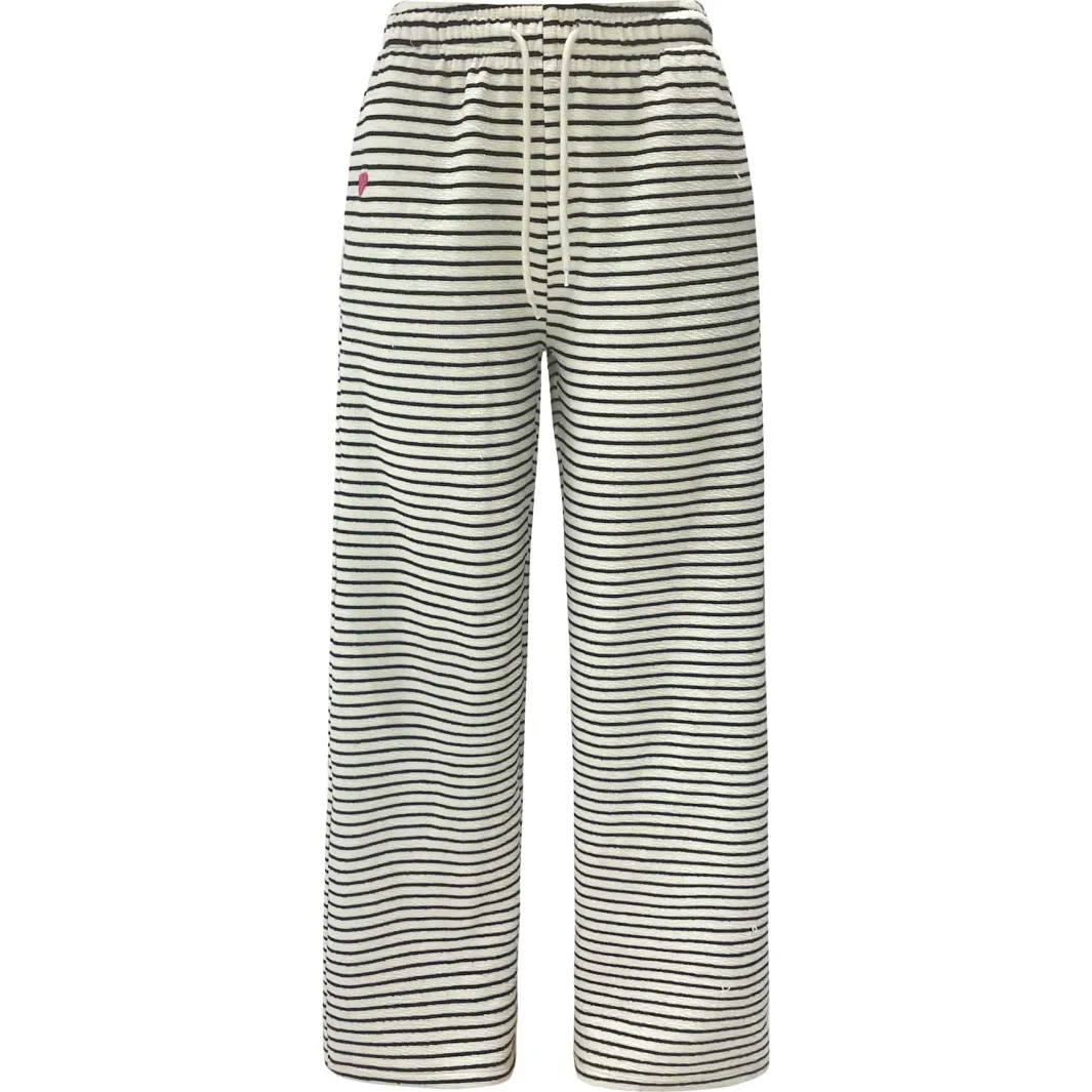 Hot Liberte Sus-Wide-Pants 22314 Black Creme Stripe