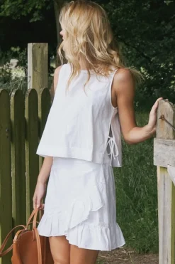 Neo Noir Svetlana Linen Top White