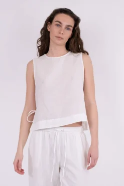 Neo Noir Svetlana Linen Top White