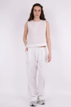 Neo Noir Svetlana Linen Top White