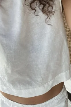 Neo Noir Svetlana Linen Top White