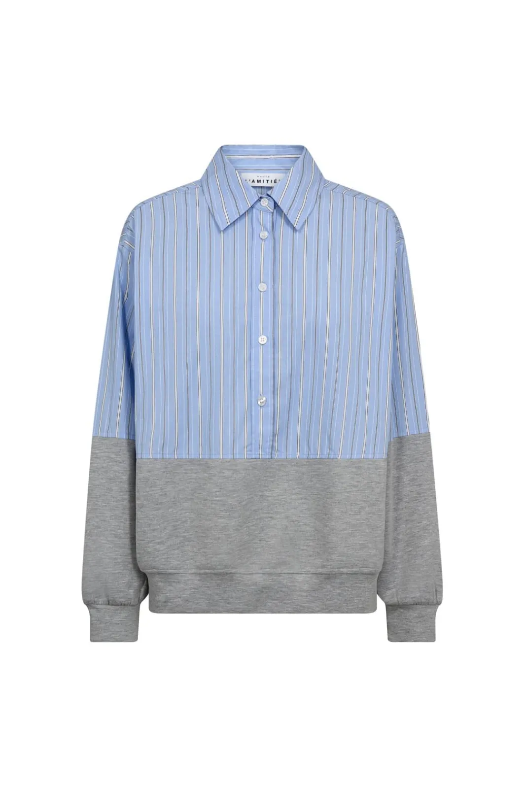 Sale Haute L'Amitié Sweat Mix Blue Stripe Shirt HL10460 Pale Blue/ Grey Melangé