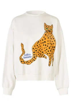 Discount Lollys Laundry Sydneyll Leopard Sweatshirt Ls25450-1068 01 White