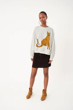 Discount Lollys Laundry Sydneyll Leopard Sweatshirt Ls25450-1068 01 White
