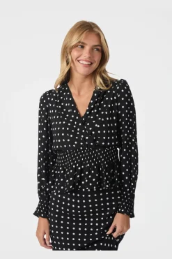 Best Neo Noir Tamona Crepe Dot Blouse 167939 100
