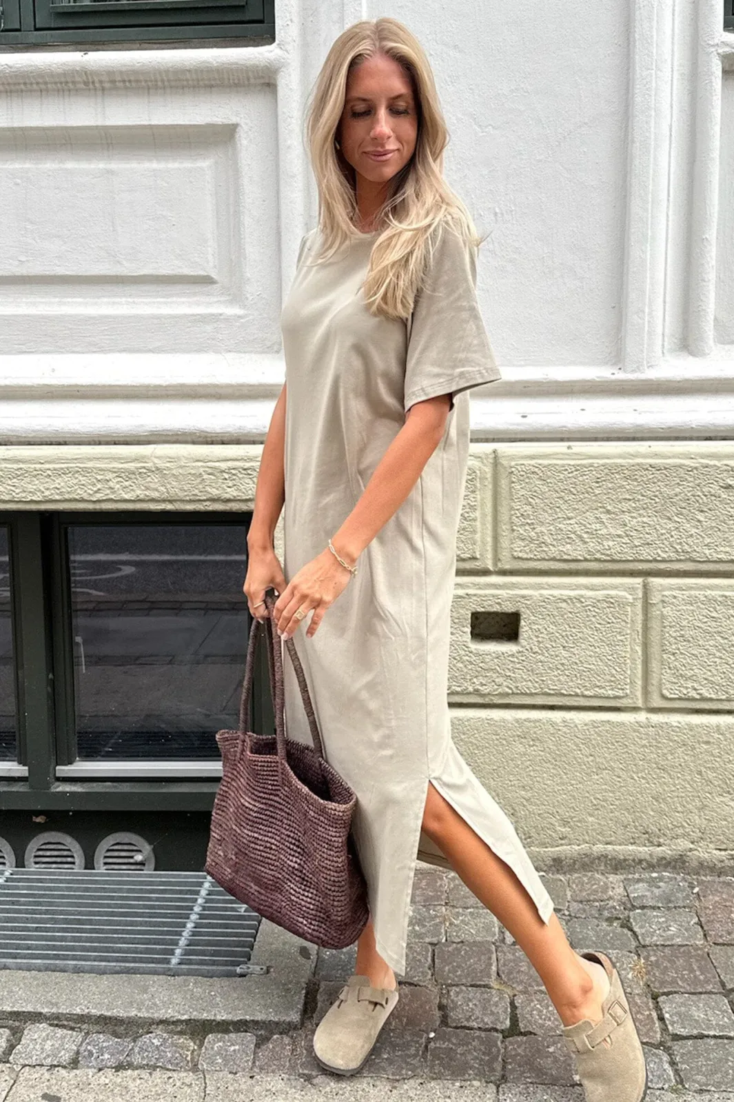 Online BYIC Theaic Tshirt Dress A23942 Khaki