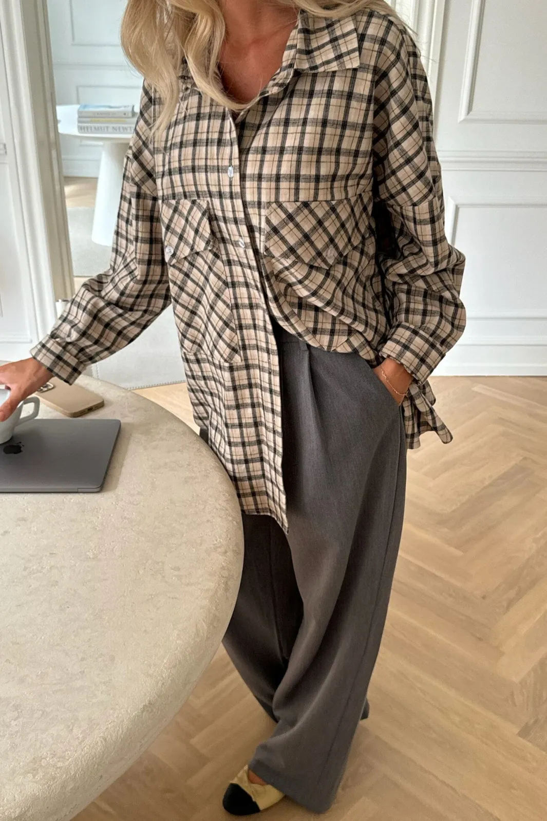 Online BYIC Theldaic Shirt bbc Beige Black Checks