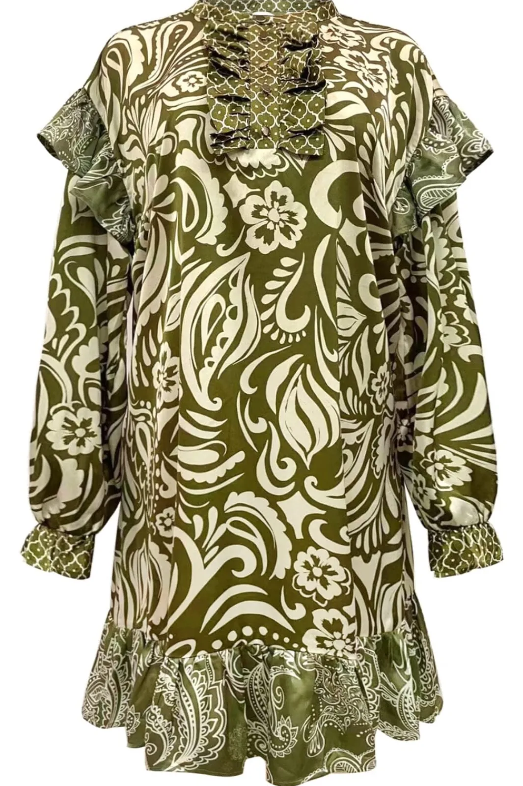 New Liberte Tia-Ls-Frill Dress 22076 Army