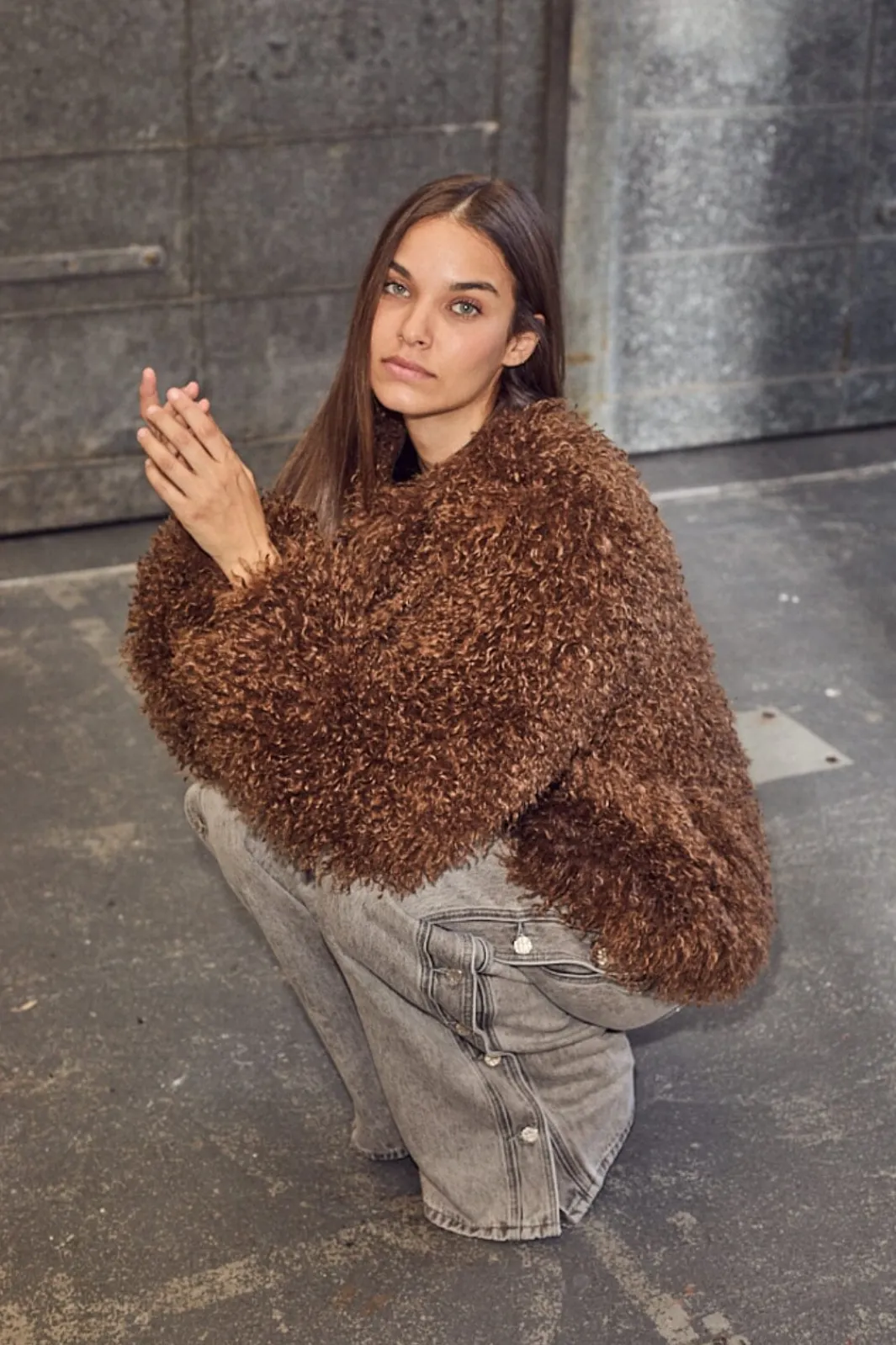 Online Haute L'Amitié Tibet Fur Jacket HL10275 Walnut