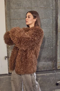 Online Haute L'Amitié Tibet Fur Jacket HL10275 Walnut