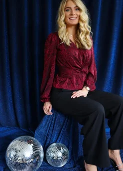 Liberte Tiki Ls Twist Blouse 22120 Bordeaux