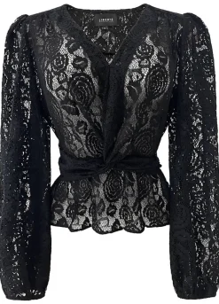 Sale Liberte Tiki Ls Twist Blouse 22120 Black Lace