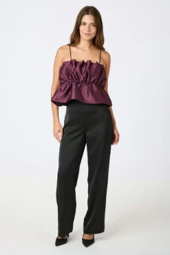 Neo Noir Tipton Dull Satin Top Burgundy