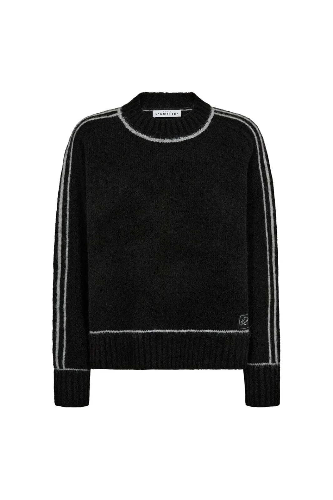 Best Haute L'Amitié Toby Line O-Neck HL10488 Grey Melange/ Black