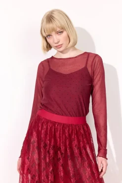 Sale Hunkøn Tova Mesh Blouse 25935 Zinfandel