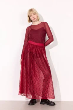 Sale Hunkøn Tova Mesh Blouse 25935 Zinfandel