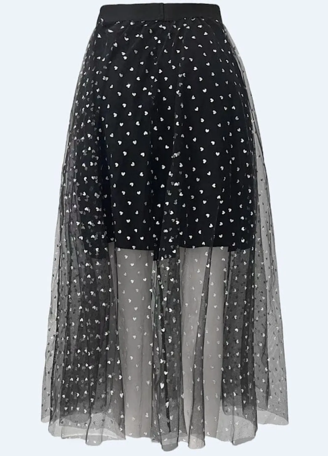 Liberte Tulle Heart Skirt 22098 Black Small Silver Hearts