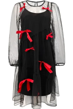 Liberte Tulle-Ls-Bow-Dress 22124 Black Red Bow