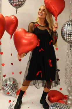 Liberte Tulle-Ls-Bow-Dress 22124 Black Red Bow