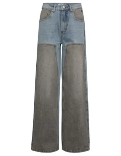 Discount Haute L'Amitié Two-Tone Patch Jeans HL10377 Blue/Grey Mix