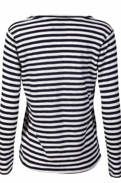 Online Liberte Ulla-Ls-Vneck-Stripe-Tshirt 22160 Navy White Stripe