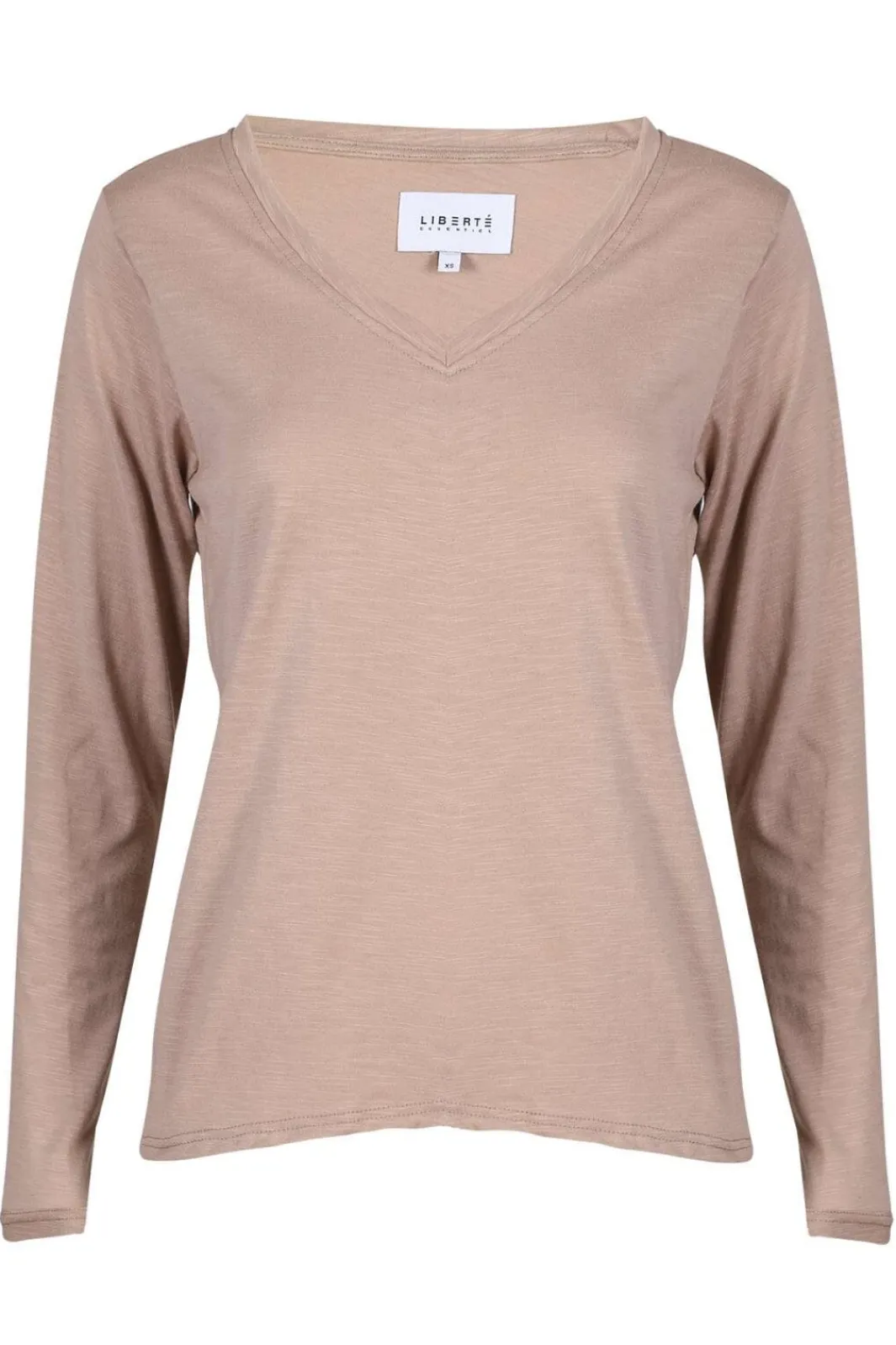 Clearance Liberte Ulla-Ls-Vneck-Tshirt 22159 Sand