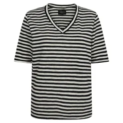Sale Liberte Ulla-Ss-Vneck-Stripe-Tshirt Black White Stripe