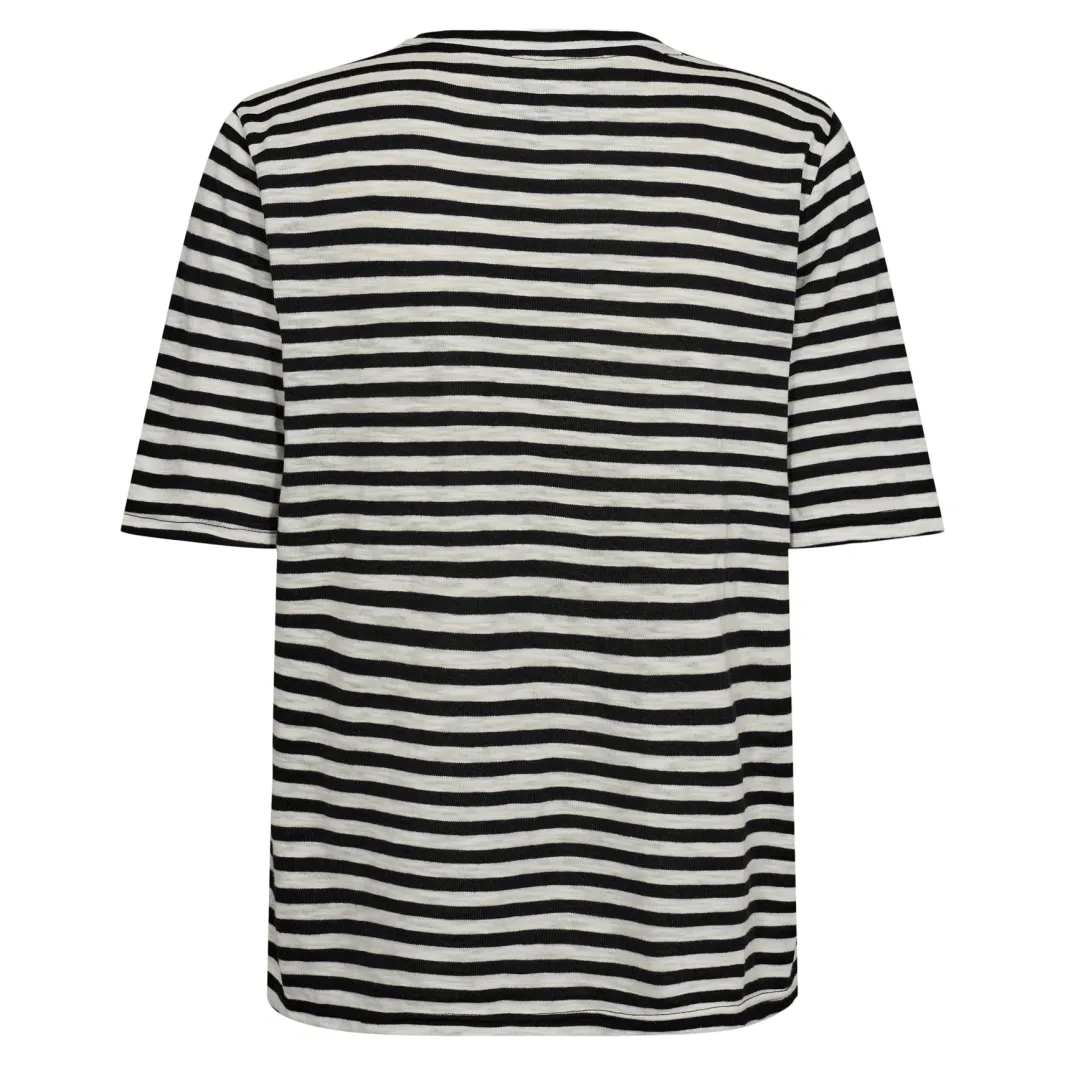 Sale Liberte Ulla-Ss-Vneck-Stripe-Tshirt Black White Stripe