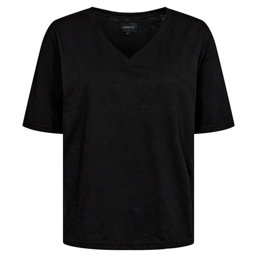 Clearance Liberte Ulla-Ss-Vneck-Tshirt Black