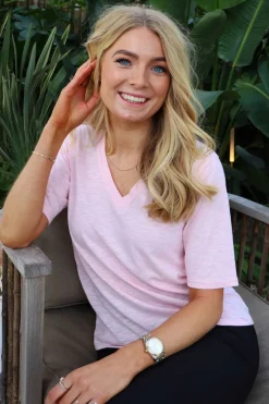 Clearance Liberte Ulla-Ss-Vneck-Tshirt 21675 Light Rose