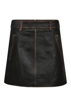 New Haute L'Amitié Used Leather Crop Skirt HL10362 Mocca