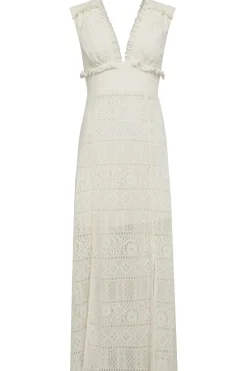 Discount Haute L'Amitié Utopia Lace Slit Dress HL10082 Off-White