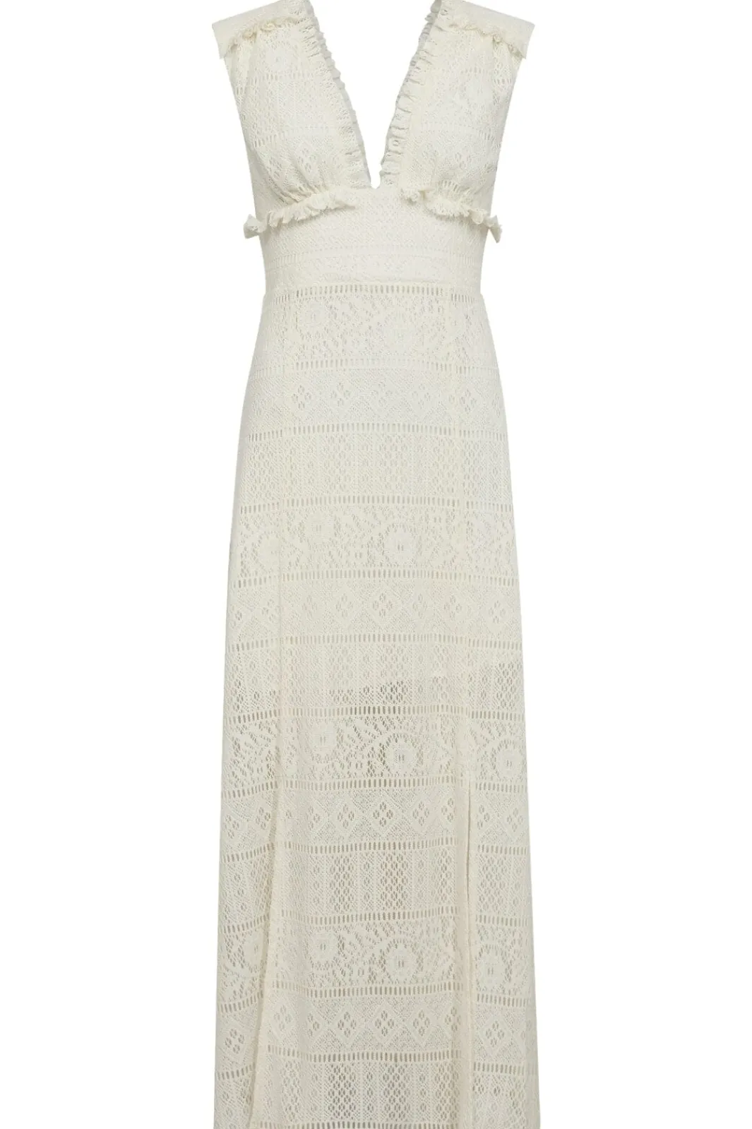 Discount Haute L'Amitié Utopia Lace Slit Dress HL10082 Off-White