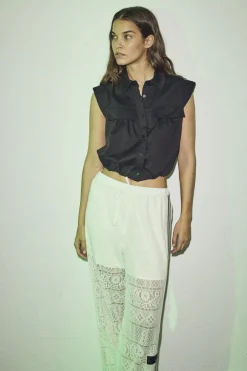 Online Haute L'Amitié Utopia Lace Tie Pant HL10080 Off-White