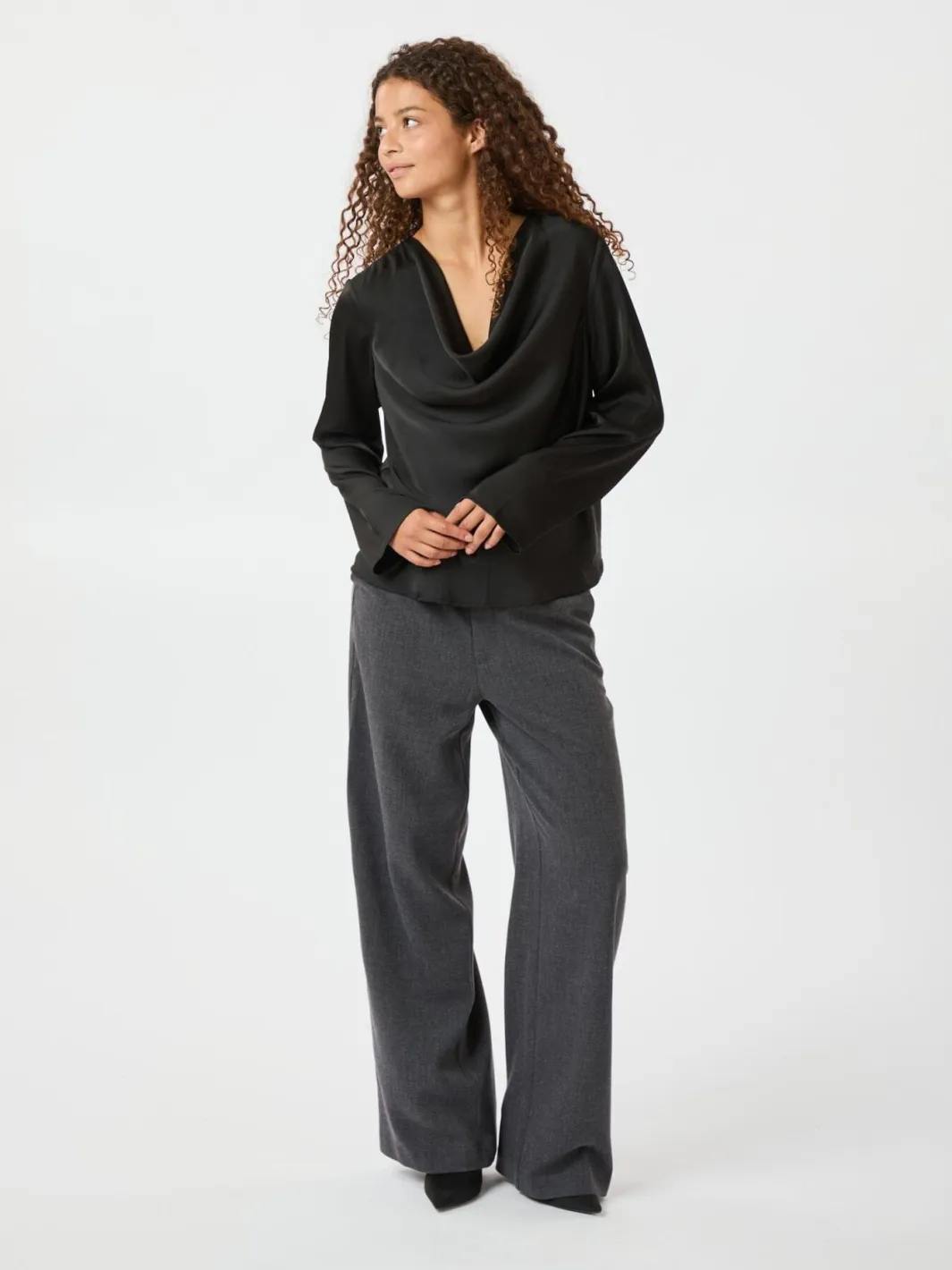 Hot Neo Noir Vallista Soft Satin Blouse 163844 Black