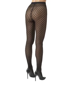 Online Wolford Velvet Net Illusion Tights17650 9180 Black/black