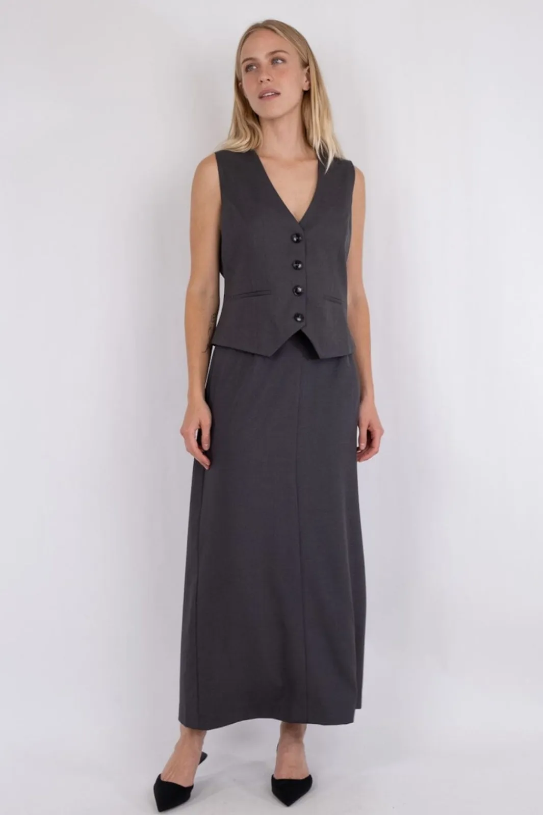 Discount Neo Noir Vendetta Melange Vest Dark Grey