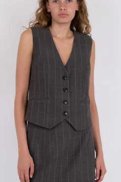 Discount Neo Noir Vendetta Soft Check Vest Dark Grey