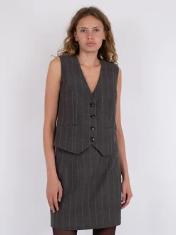 Discount Neo Noir Vendetta Soft Check Vest Dark Grey