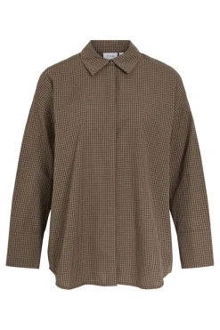 Discount Vila Vichek L/S Shirt 5102131 Coffee Bean Brown