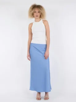 Online Neo Noir Vicky Heavy Sateen Skirt Dusty Blue