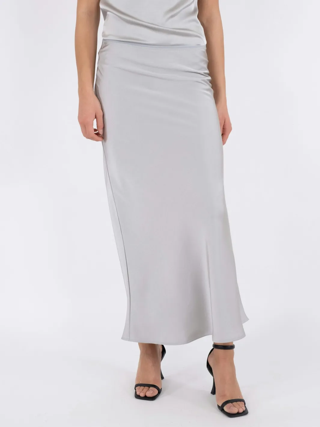 Neo Noir Vicky Heavy Sateen Skirt Silver